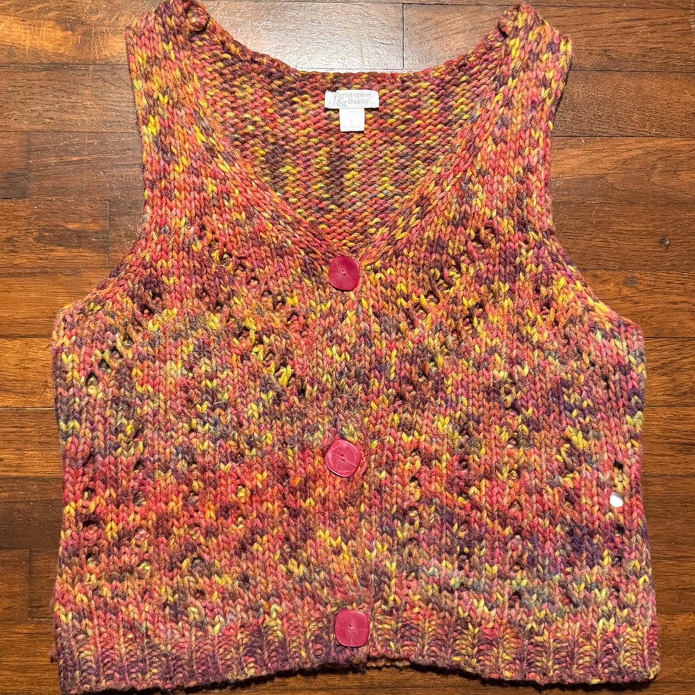 Y2K Multicolor Knit Button Up Vest